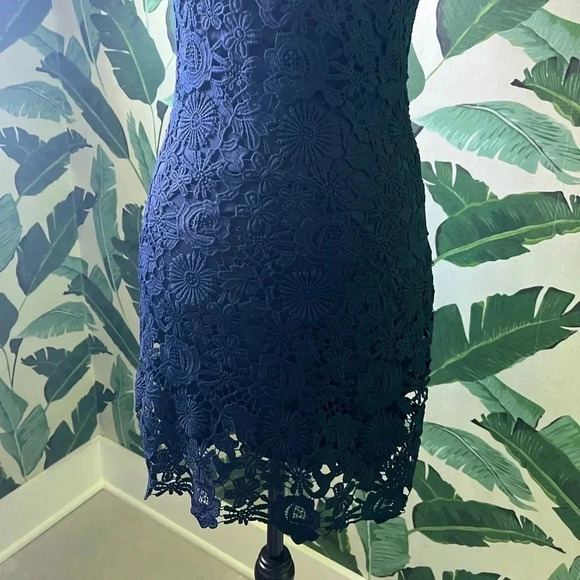 Lulus Women’s Navy Blue Love Poem Lace Halter Tank Mini Dress Small - Picture 11 of 14